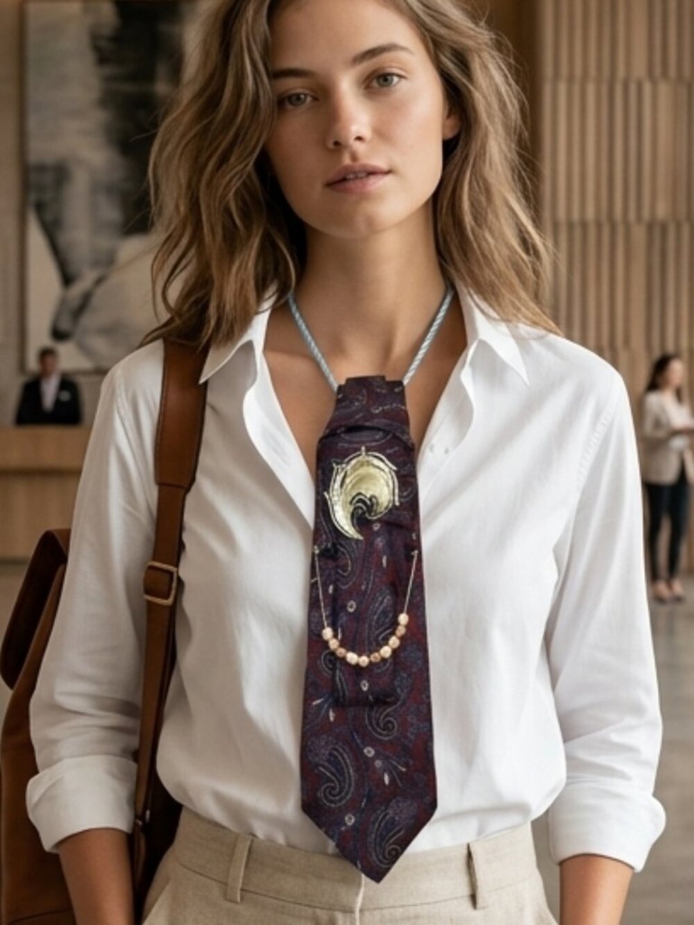 Statement Tie Necklace Britches Paisley Burgundy & Navy